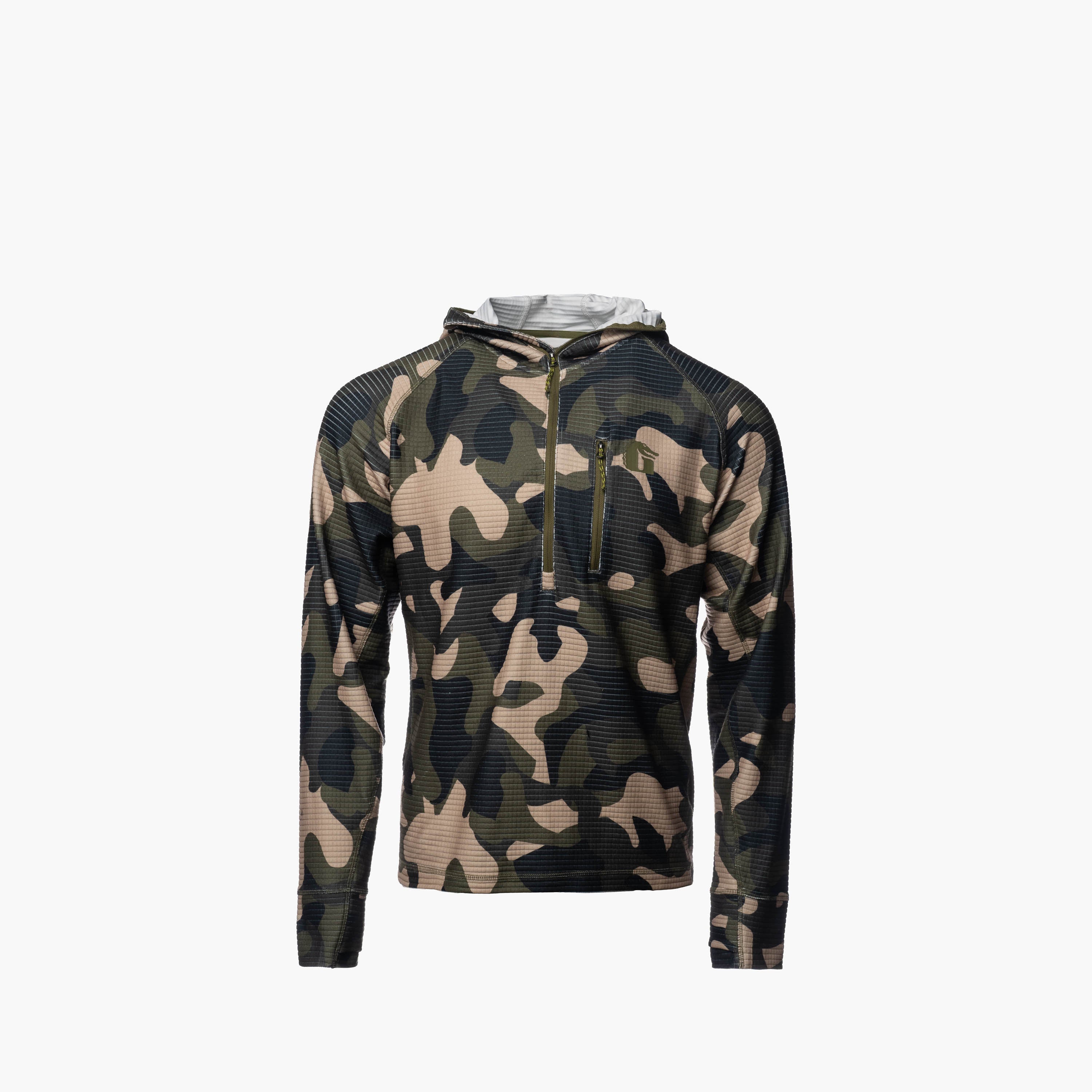Gator Waders Mens Woodland Waypoint Grid Fleece 1/2 Zip Hoodie