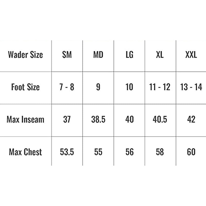 Load image into Gallery viewer, Frogg Toggs Mens Slate/Gray Steelheader Insulated Stockingfoot Chest Waders Size Chart
