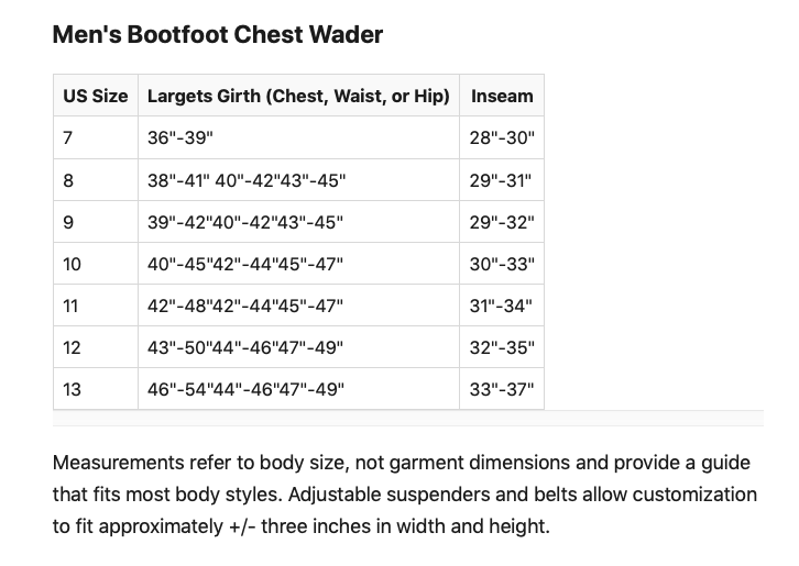 Load image into Gallery viewer, Hodgman Mens Brown Mackenzie Cleated Bootfoot Chest Waders Size Chartç
