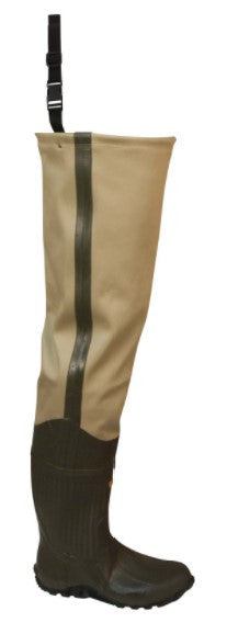 Frogg Toggs Mens Khaki Bull Frogg 3-Ply Canvas Lug Sole Bootfoot Hip Waders