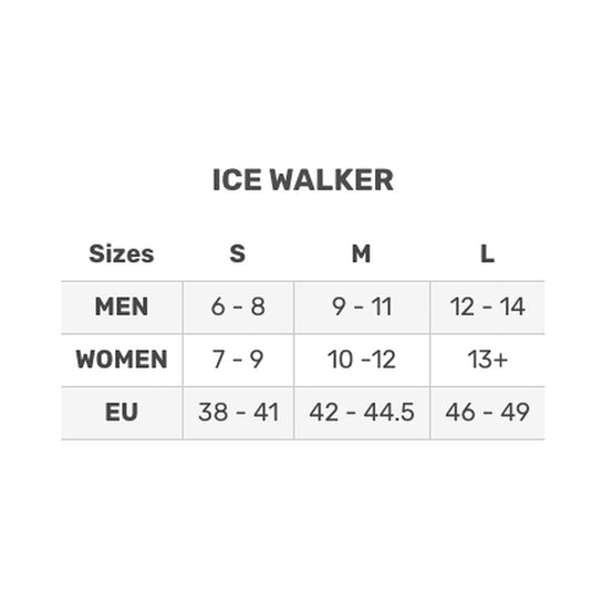 Korkers BOA Ice Walker Ice Cleats Size Chart