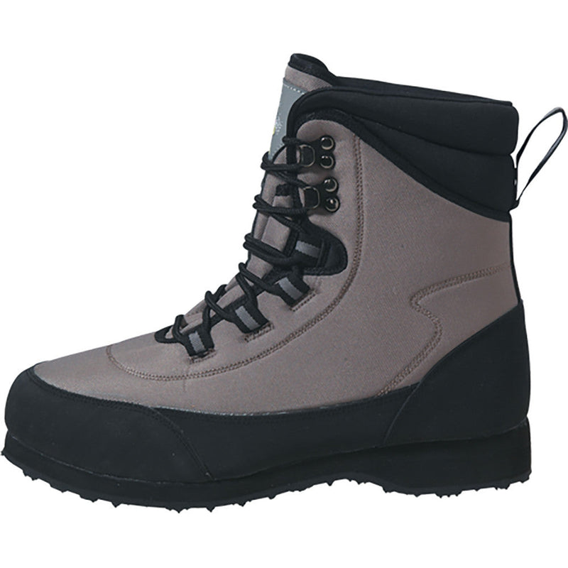 Load image into Gallery viewer, Slate gray Northern Guide Ultralite Ecomart II Bottom Wading Shoe, in slate and black, laced up
