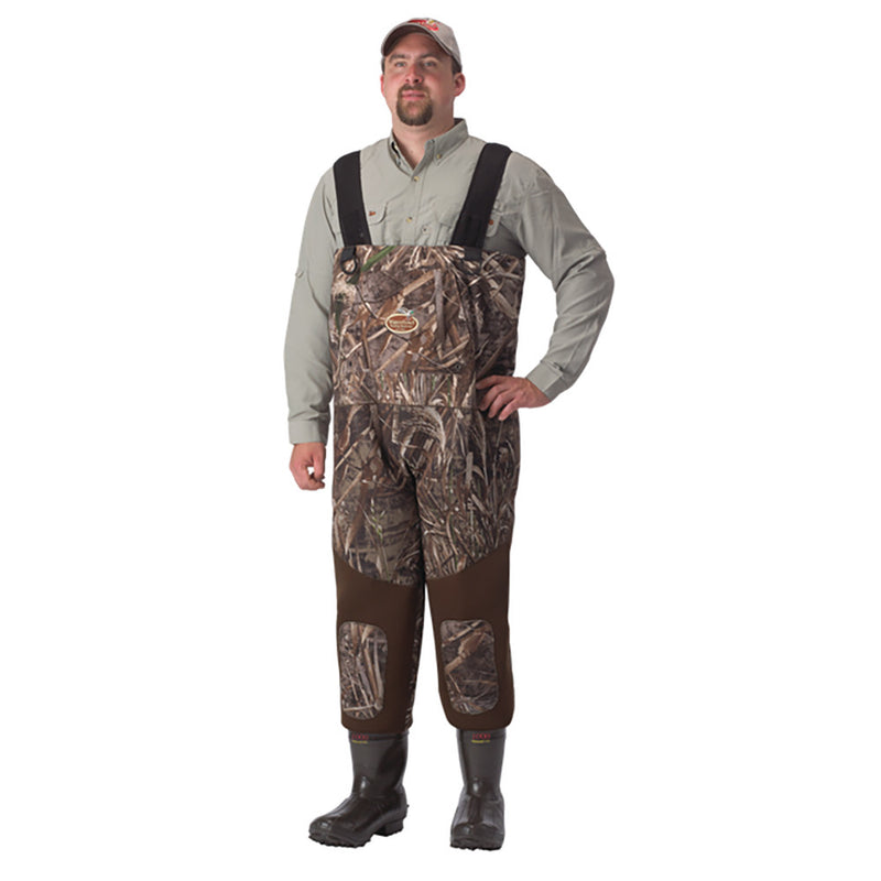 Load image into Gallery viewer, Man modeling  Realtree Max-5 1000 Gram Hybrid NeoBreathable Waders
