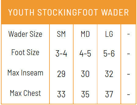 Load image into Gallery viewer, Frogg Toggs Youth Slate/Gray Hellbender Stockingfoot Chest Waders Size Chart
