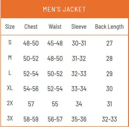 Frogg Toggs Mens StormWatch Jacket Size Chart