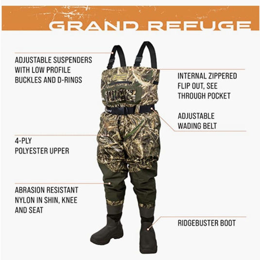 Bottomland Waders Frogg Toggs Mens MO Original Bottomland Grand Refuge® 3.0 Bootfoot Wad ...