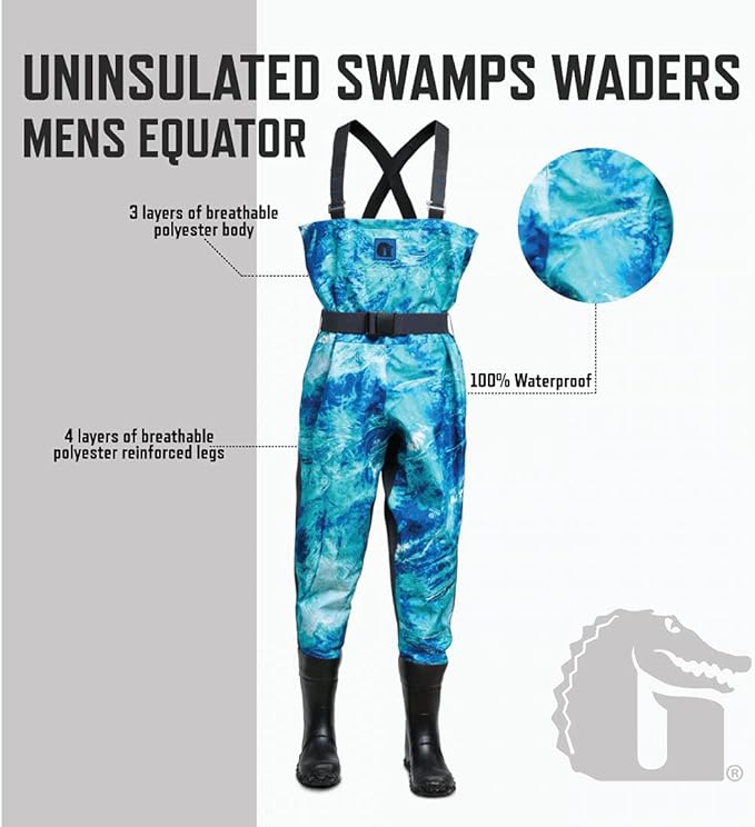 Load image into Gallery viewer, Gator Waders Mens Swamp Off-Road Uninsulated Waders, Mossy Oak Equator, Regular 8 - Mud-Tire Waterproof Boots, Reinforced Legs, Dry Pockets - Quick Adjustable Fit Straps - Enhanced Breathability
