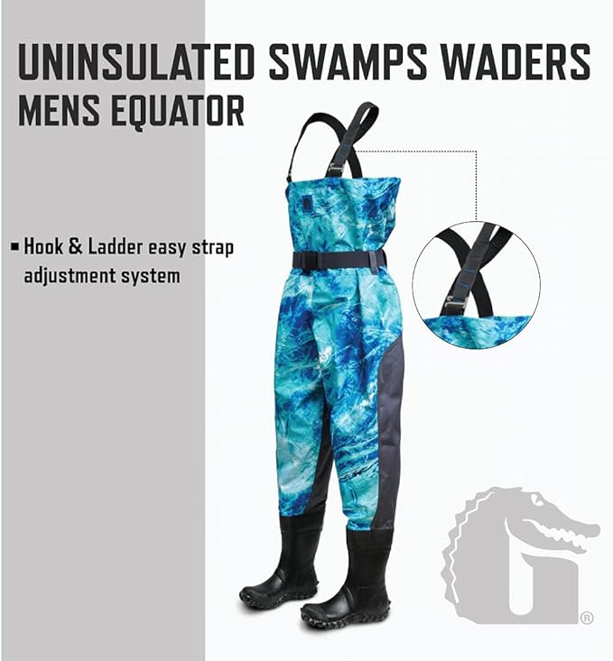 Load image into Gallery viewer, Gator Waders Mens Swamp Off-Road Uninsulated Waders, Mossy Oak Equator, Regular 8 - Mud-Tire Waterproof Boots, Reinforced Legs, Dry Pockets - Quick Adjustable Fit Straps - Enhanced Breathability
