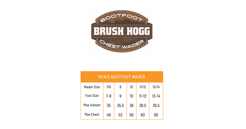 Load image into Gallery viewer, Frogg Toggs Brush Hogg Cleated Bootfoot Chest Waders - Brown Size Chart
