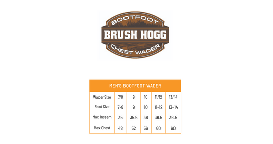 Frogg Toggs Brush Hogg Cleated Bootfoot Chest Waders - Brown Size Chart