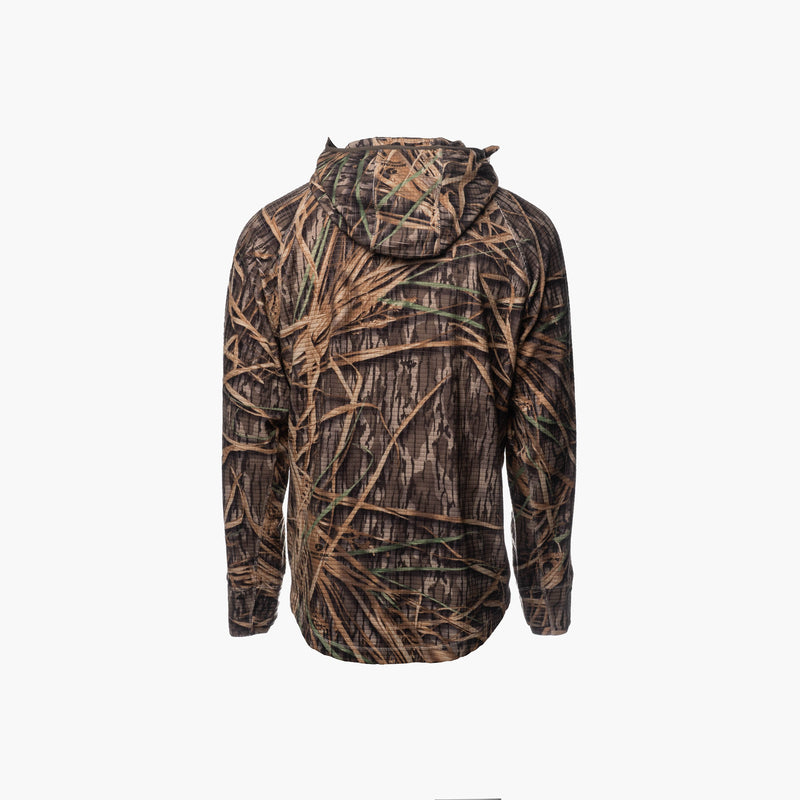 Load image into Gallery viewer, Gator Waders Men&#39;s Mossy Oak Original Shadow Grass Waypoint Grid Fleece 1/2 Zip Hoodie
