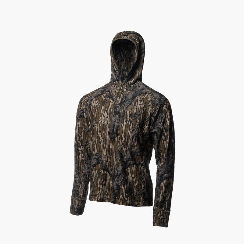 Load image into Gallery viewer, Gator Waders Men&#39;s Mossy Oak Treestand Waypoint Grid Fleece 1/2 Zip Hoodie
