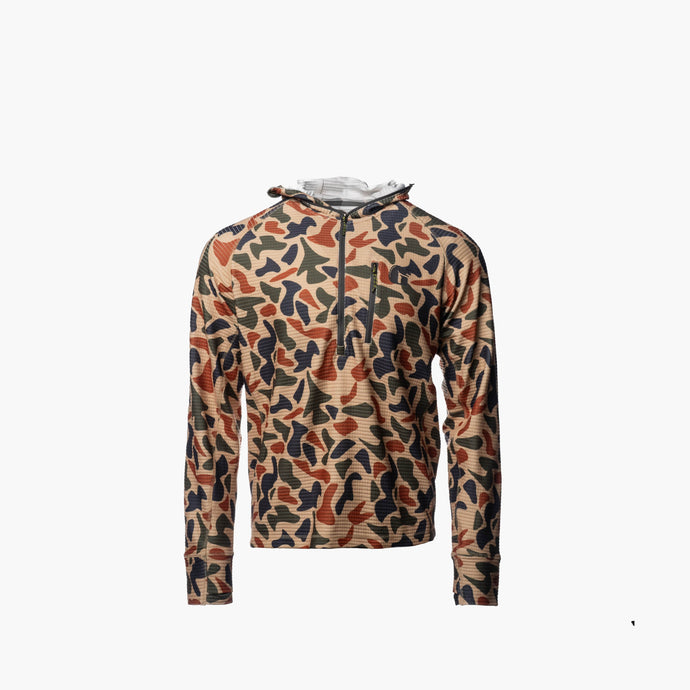 Gator Waders Men's Old School Camo Waypoint Grid Fleece 1/2 Zip Hoodie