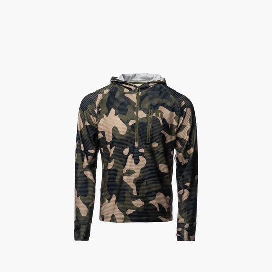 Gator Waders Men's Woodland Waypoint Grid Fleece 1/2 Zip Hoodie