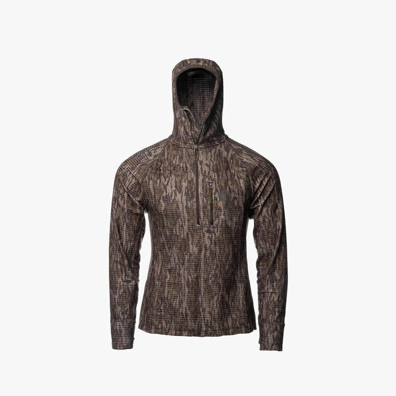Load image into Gallery viewer, Gator Waders Womens Mossy Oak Bottomland Waypoint Grid Fleece 1/2 Zip Hoodie 
