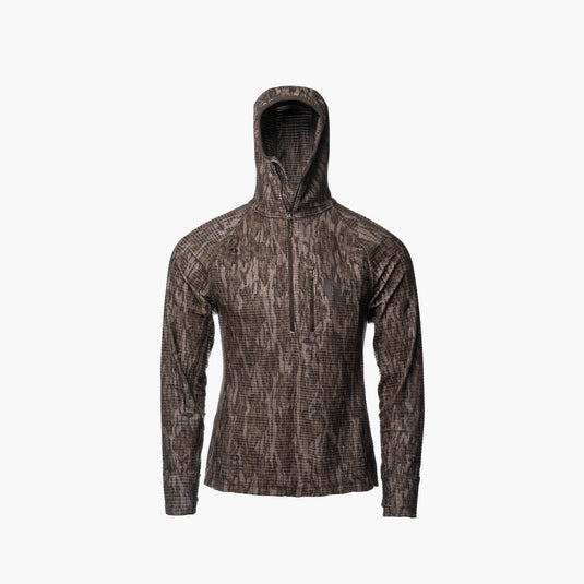Gator Waders Womens Mossy Oak Bottomland Waypoint Grid Fleece 1/2 Zip Hoodie 