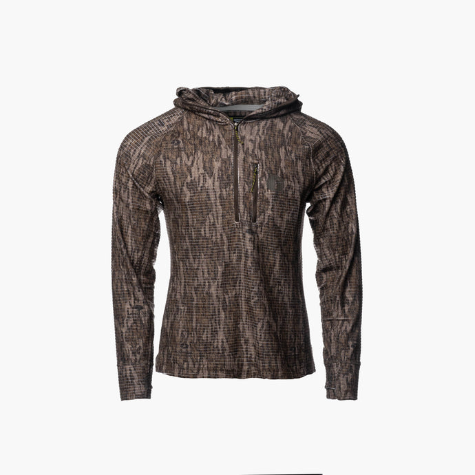 Gator Waders Womens Mossy Oak Bottomland Waypoint Grid Fleece 1/2 Zip Hoodie 