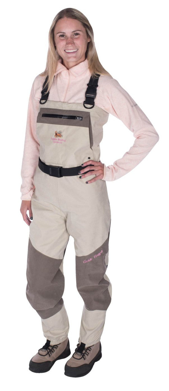 Load image into Gallery viewer, Woman modeling Caddis Womens Northern Guide Breathable Stockingfoot Waders
