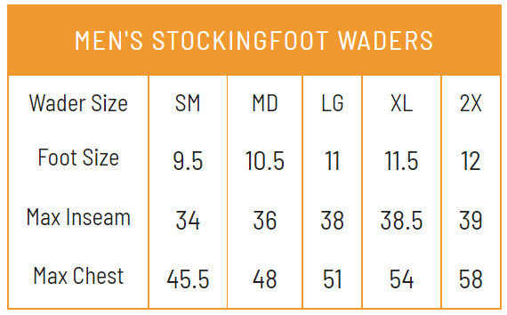 Load image into Gallery viewer, Frogg Toggs Mens Green Pilot River Guide HD Stockingfoot Chest Waders Size Chart
