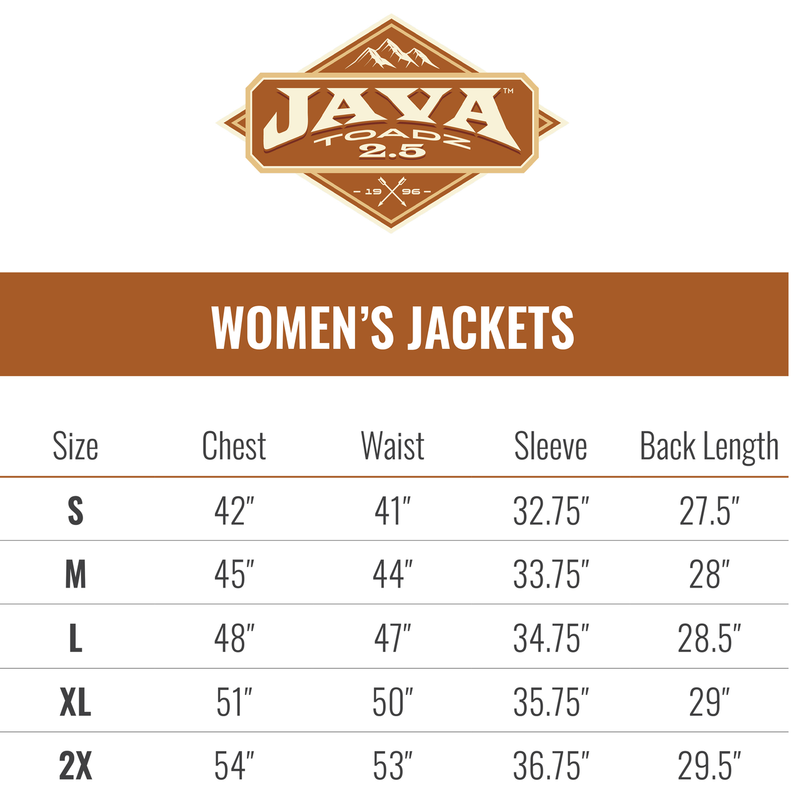 Load image into Gallery viewer, Frogg Toggs Womens Java Toadz 2.5 Jacket Size Chart
