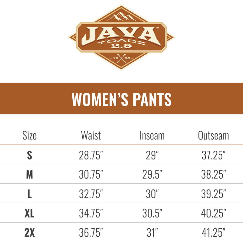 Load image into Gallery viewer, Frogg Toggs Womens Black Java Toadz 2.5 Pants Size Chart
