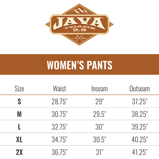 Frogg Toggs Womens Black Java Toadz 2.5 Pants Size Chart