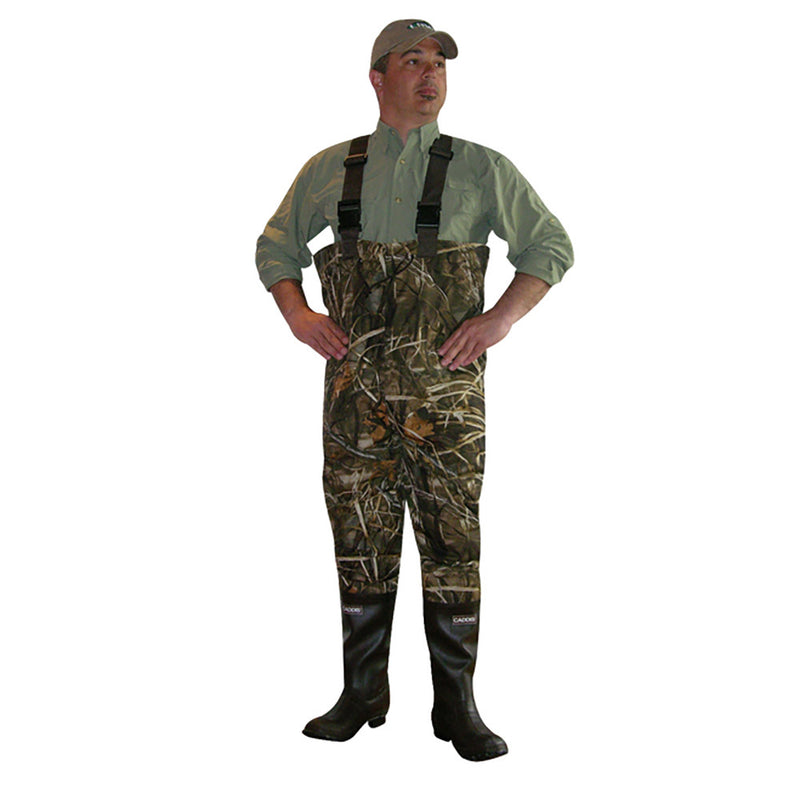 Load image into Gallery viewer, Man modeling Realtree Max-5 2-ply Chest Waders
