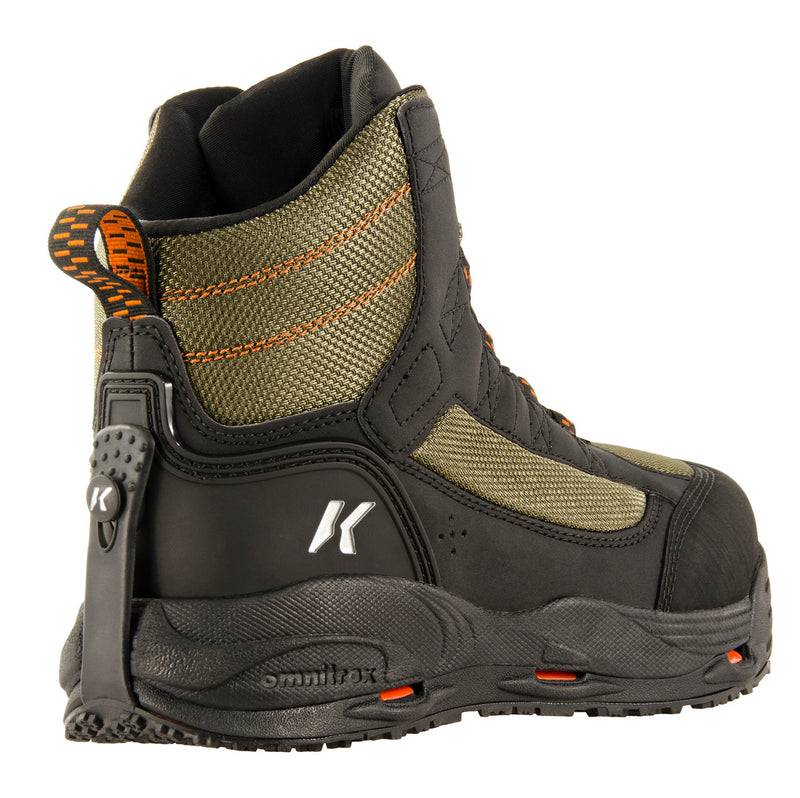 Load image into Gallery viewer, Korkers Mens Olive/Black Greeenback Wading Boots with Felt &amp; Kling-On Soles
