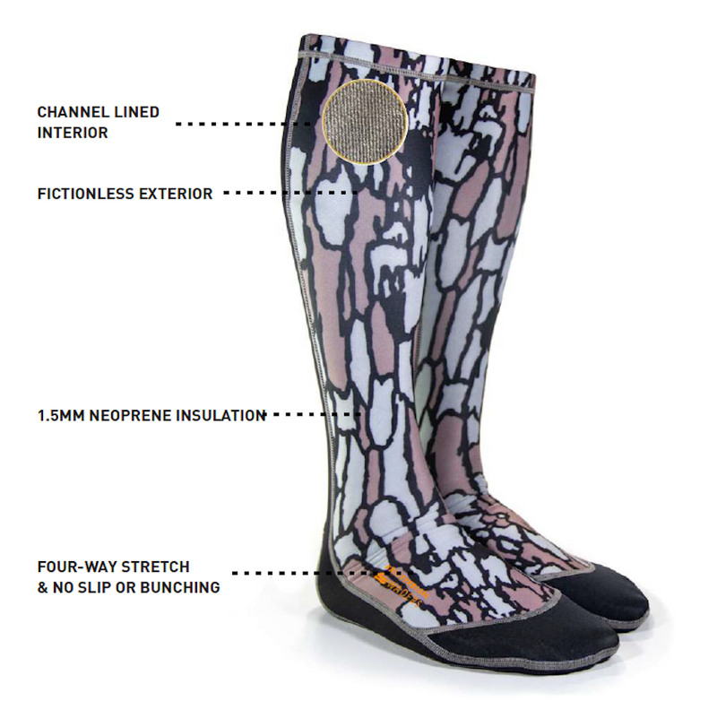 Load image into Gallery viewer, WORN Camouflage Frictionless 1.5mm Neoprene Wader Socks
