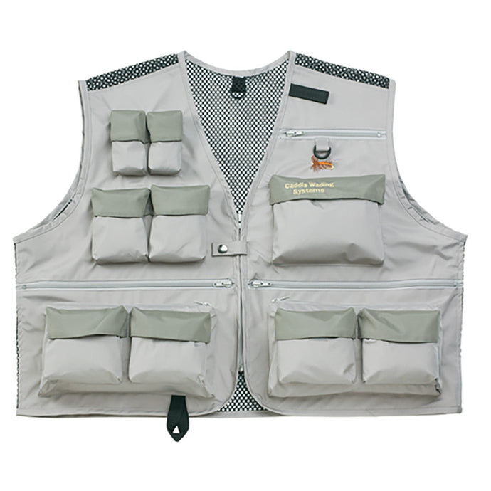 Caddis Mens Stone Deluxe Ultra Lite Breathable Wading Vest showing multiple front pockets