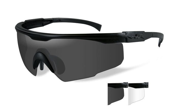 Wiley X PT-1 Sunglasses - Matte Black Frame/Smoke Grey/Clear Lenses