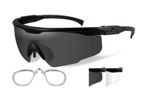 Load image into Gallery viewer, Wiley X PT-1 Sunglasses - Matte Black Frame with RX Insert/Smoke Grey/Clear Lenses
