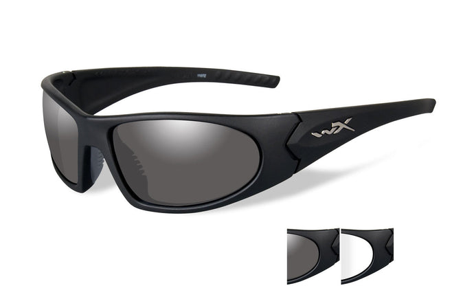 Wiley X Romer 3 Sunglasses - Matte Black Frame/Smoke Grey/Clear Lenses