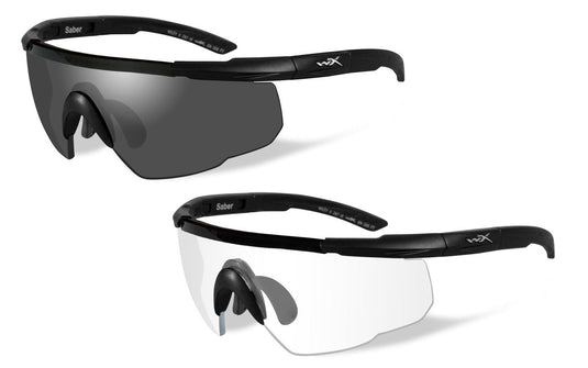 Wiley X Saber Advanced Sunglasses - 2 Matte Black Frames Frame/Smoke Grey - Clear Lenses