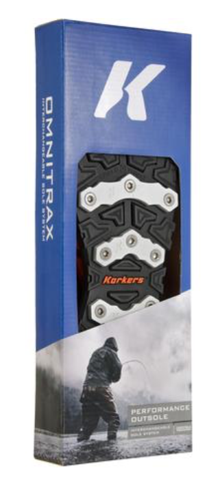 Load image into Gallery viewer, Korkers Black/Silver OmniTrax Triple Threat Aluminum Bar Soles
