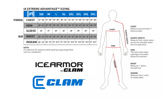 Ice Armor Extreme Advantage Bib - Grey/Black Size Chart