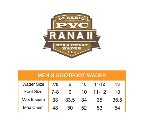 Load image into Gallery viewer, Frogg Toggs Mens Brown Rana II PVC Cleated Bootfoot Chest Waders Size Chart

