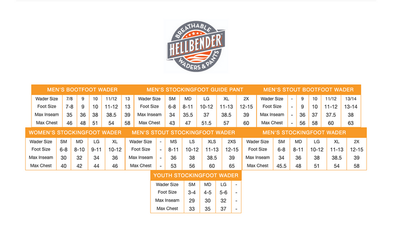 Load image into Gallery viewer, Frogg Toggs Hellbender 2 Stockingfoot Chest Wader Size Chart
