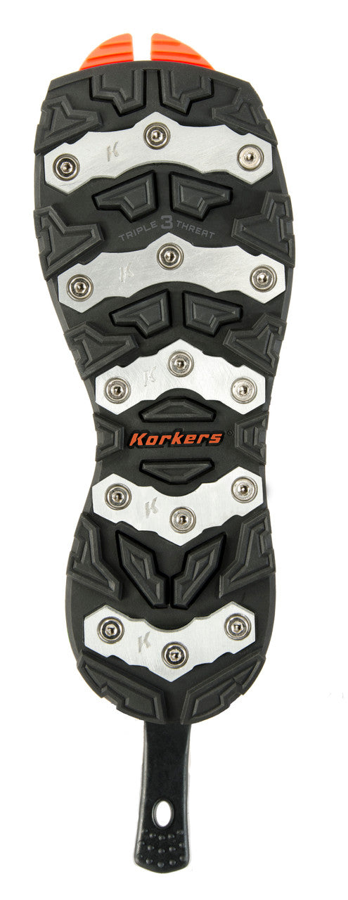 Load image into Gallery viewer, Korkers Black/Silver OmniTrax Triple Threat Aluminum Bar Soles
