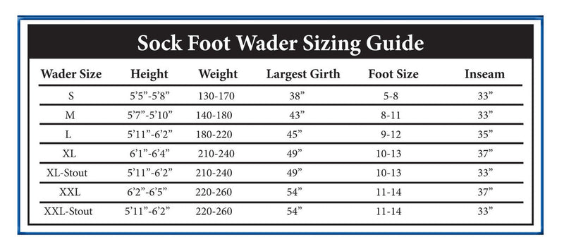 Load image into Gallery viewer, Chota Bob Clouser Series South Fork Waders - Tan/Brown Size Chart

